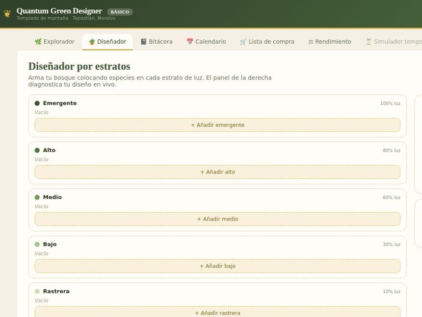 Diseñador interactivo — vista de parcela